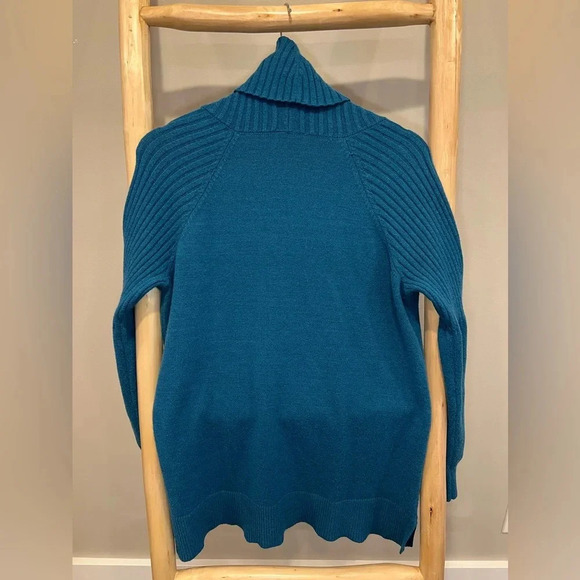 ✨Time and Tru Women's Cowl Neck Tunic Sweater LG 12/14 Teal knit - Picture 5 of 11